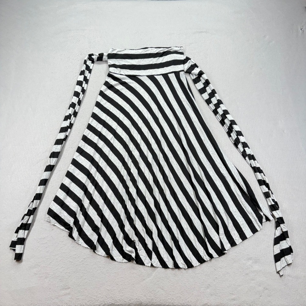 Elan Convertible Maxi Skirt Dress Womens S Black Gray Striped Multi-Way RLS407